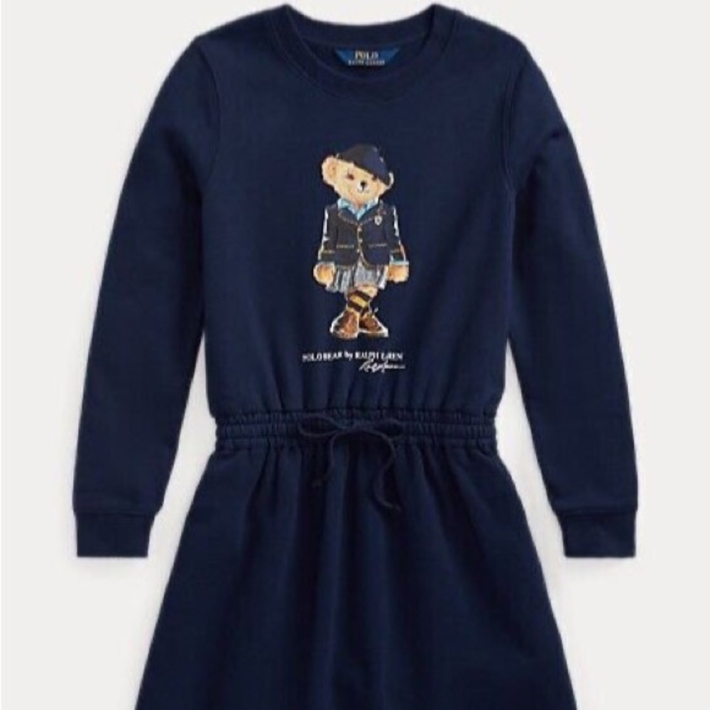 Ralph Lauren Navy Sweater Dress with Bear Graphic - Size 5